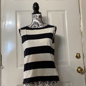 Black and white striped sleeveless top